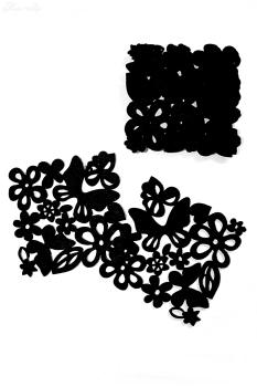 schwarze Filz Untersetzer Frühling